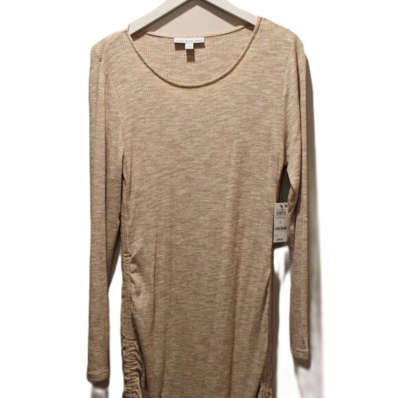NWT And Now This Heathered Oatmeal Dress with Side Ruching - Sz L - Picture 1 of 6